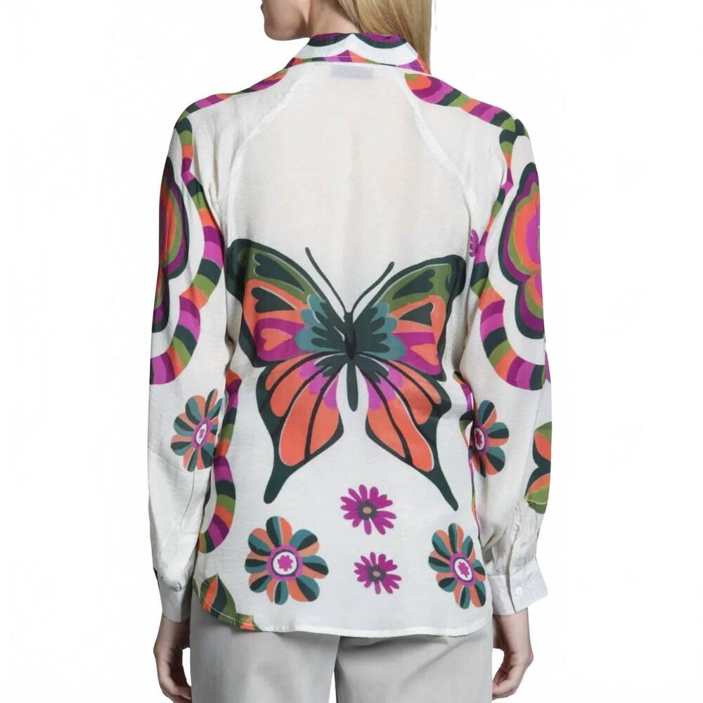 NEW APNY half-plaket pullover blouse in vintage butterfly bloom - Picture 2 of 3